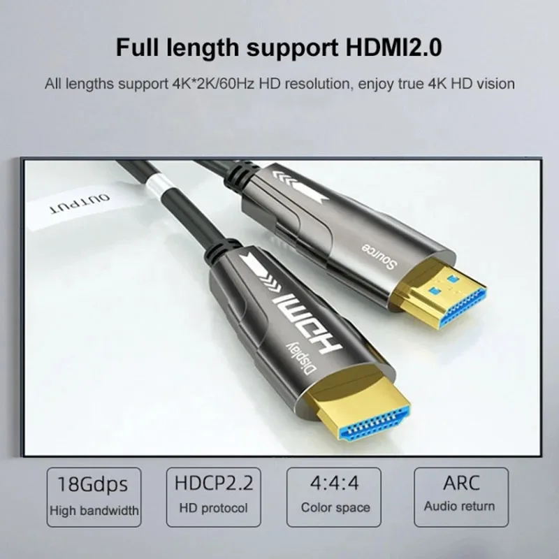 HDMI to HDMI 2.0 AOC 활성 광섬유 케이블 4K HDR Cabo 4K@60Hz 18Gbps PS4 PS5 스위치 디스플레이 TV 박스 Xbox 10m 20m 30m 50m