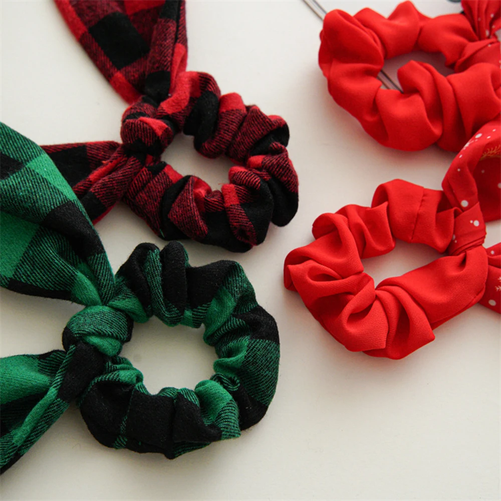 Long Ribbon Hair Scrunchies For Women Christmas Style Girls Ponytail Scarf Elastic Hair Bands Hair Ties Fashion Hair Accessories