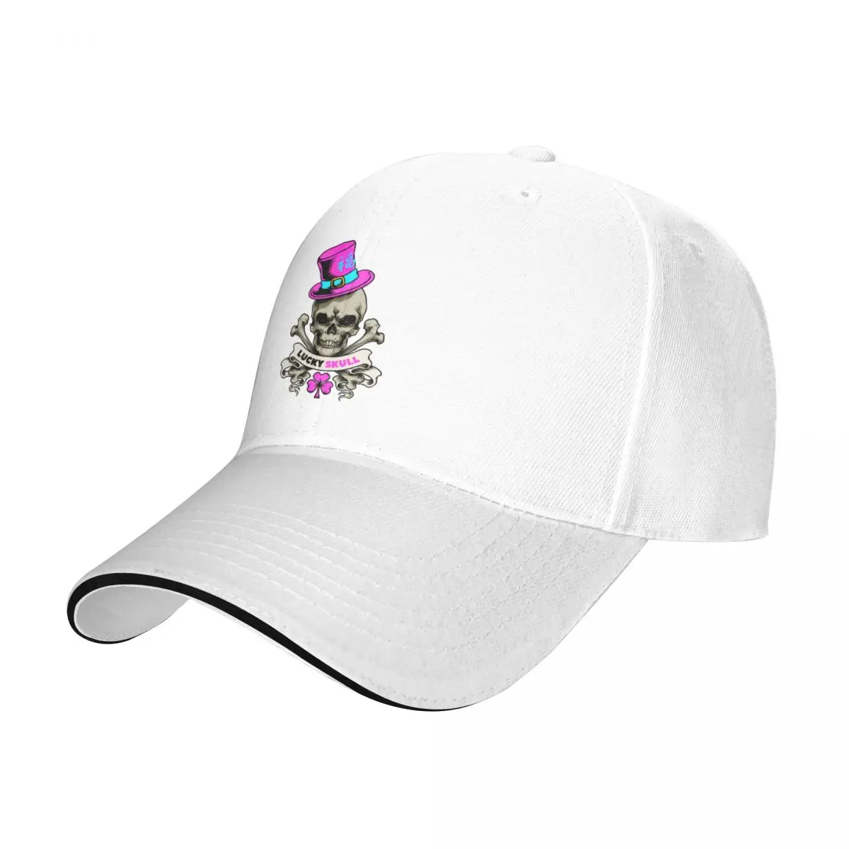

Lucky Skull With Shamrock and Pink Hat Baseball Cap Wild Ball Hat sun hat Luxury For Women 2024 Men's