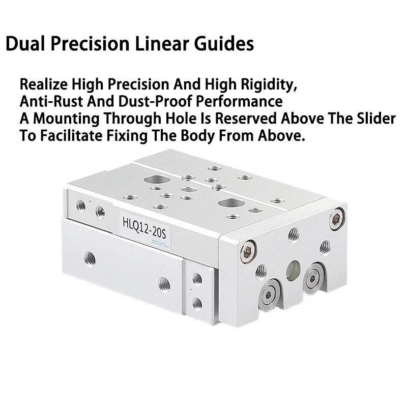 Description Picture 5 of itemHigh Quality Pneumatic Cylinder Pneumatic Guide Rail Precision Slide Cylinder HLQ12/16/20-10X20X30X40X50X75X100S Accessories