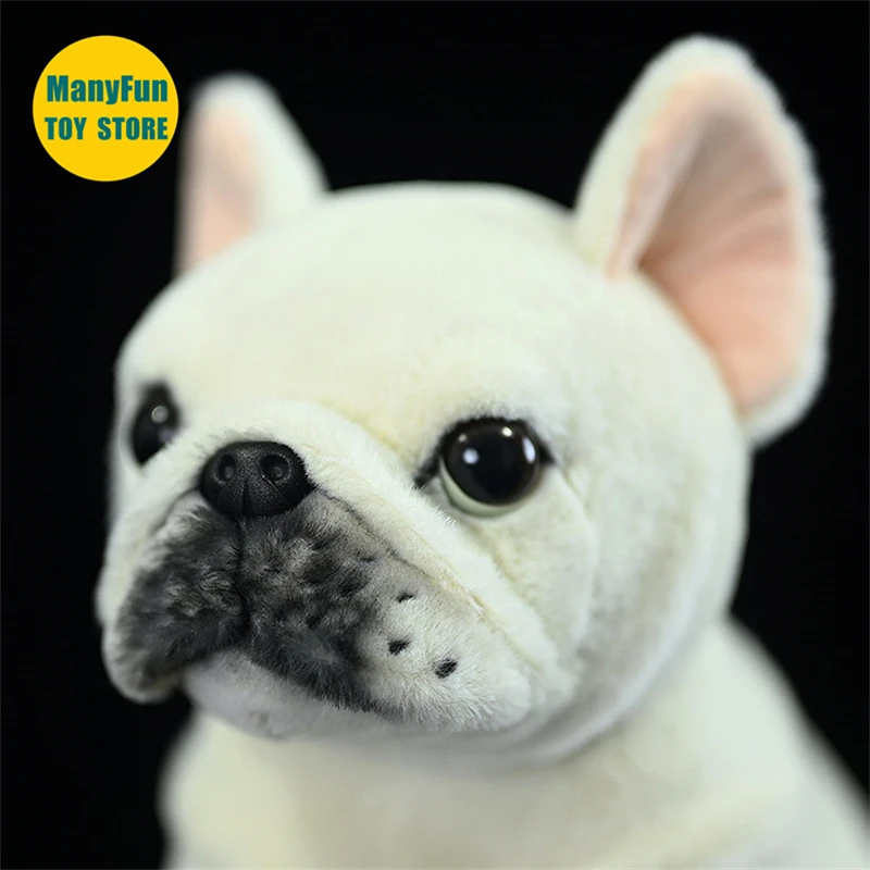 Cream French Bulldog Plush Toy High Fidelity Dogs Plushie Pit Bull Peluche Lifelike Stuffed Animals Simulation Doll Toy Kids 3