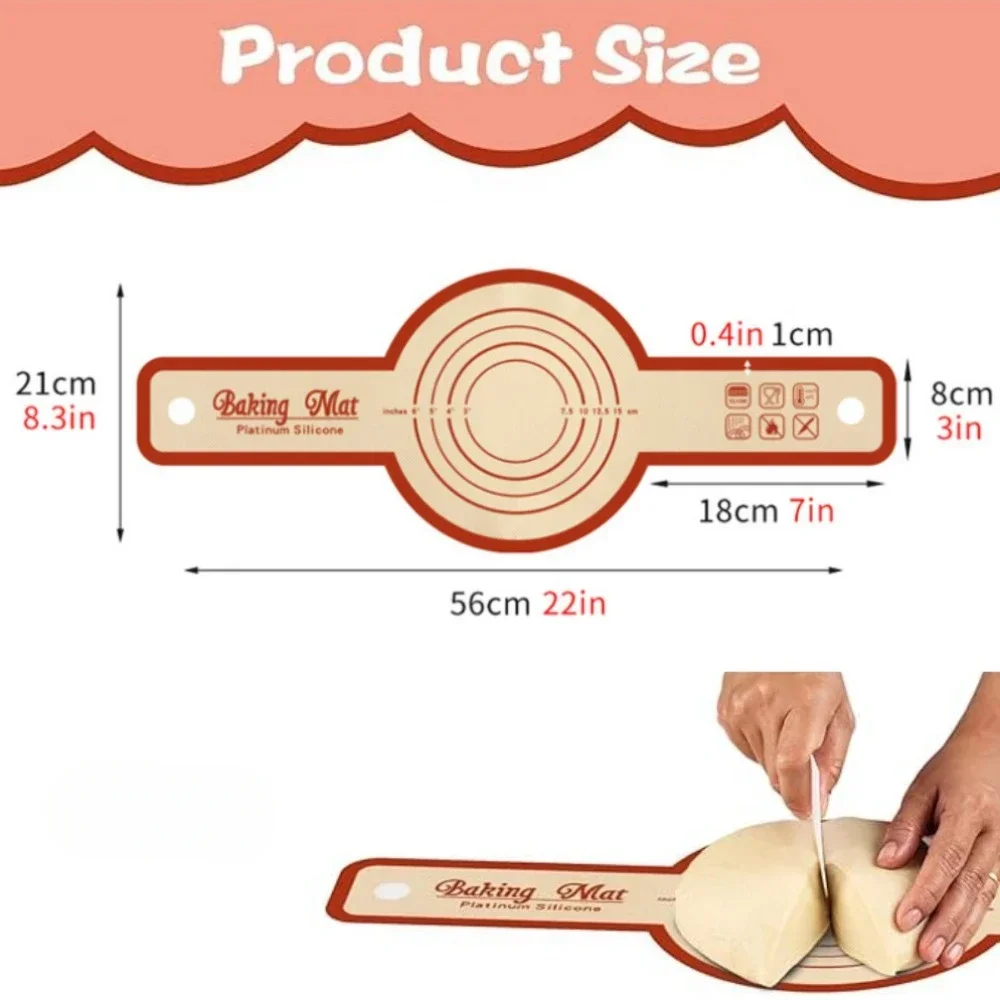 Silicone Baking Mat Kneading Pad Bread Sling With Long Handles Non-Stick Dough Mat Pizza Cake Dough Maker Kitchen Toolsbakeware
