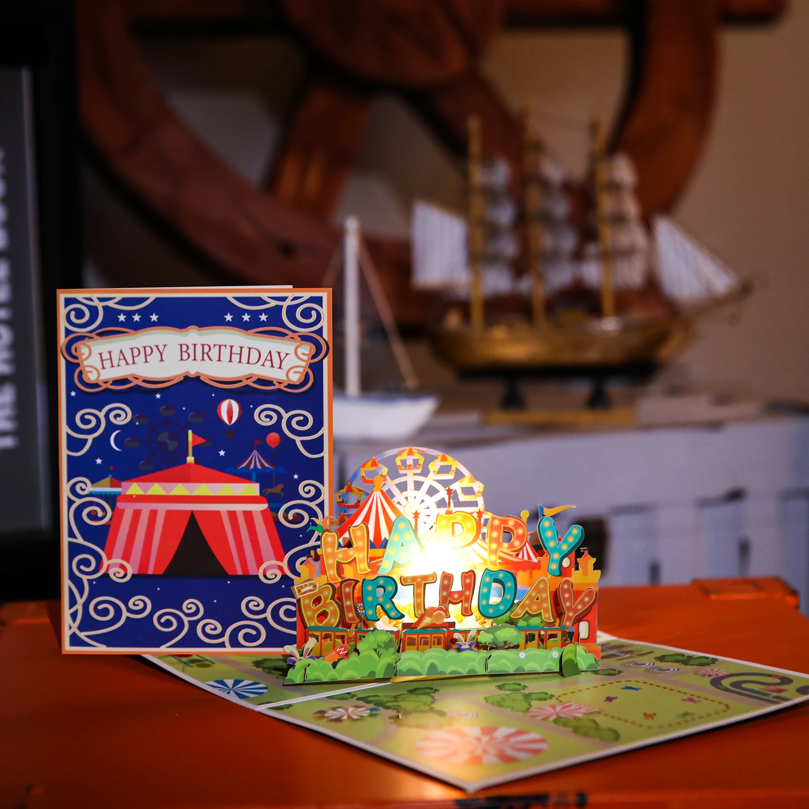 Greeting Cards Musical 3D Pop Up Gift Card Led Music 3D
