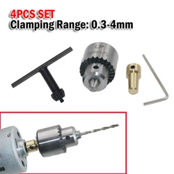 4PCS0.3-4mm Micro Electric Drill Motor Conversion Drill Chuck Key 3.17 Mm Shaft JT0 Taper Drill Chuck Connecting Rod Driver Tool