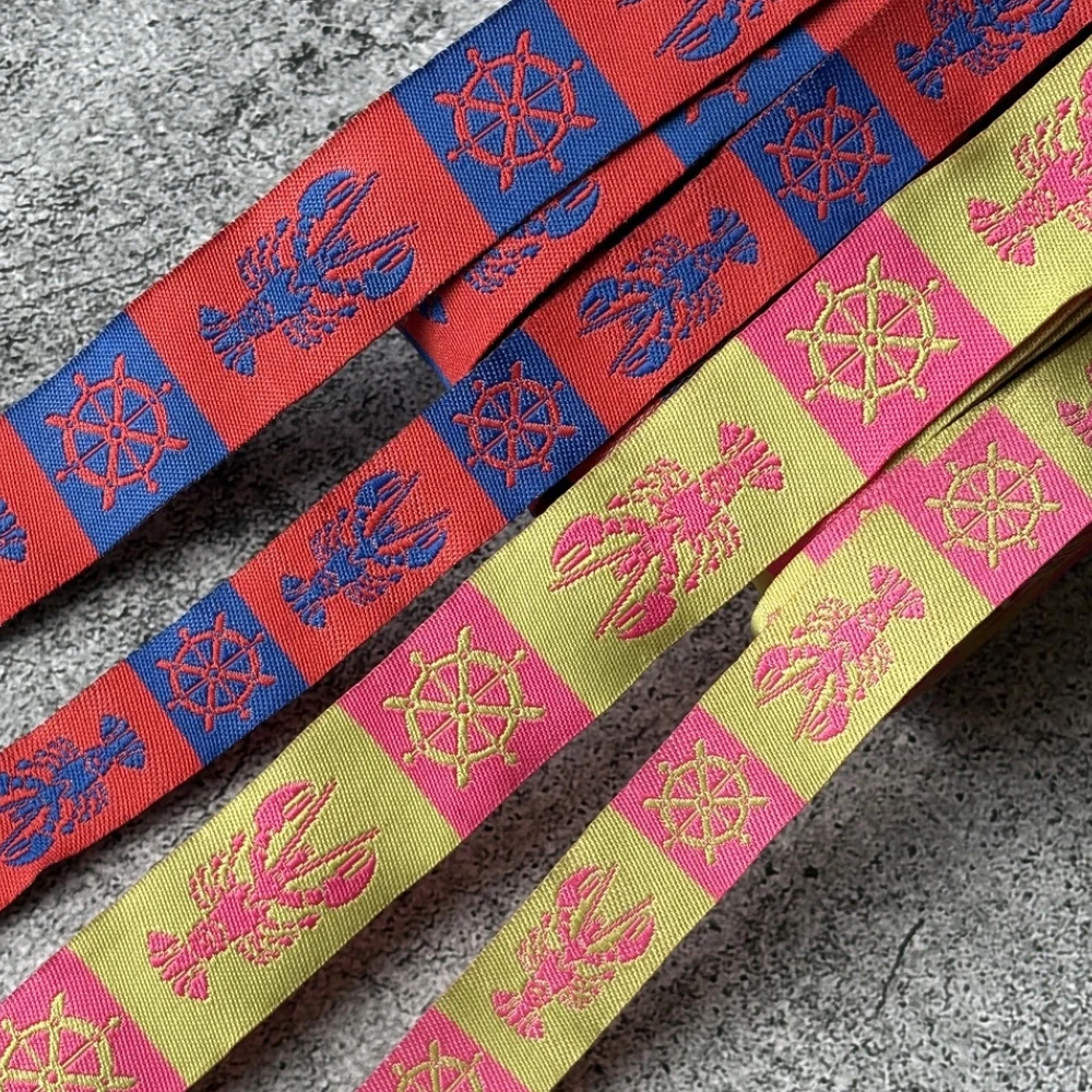 16MM 22MM 10 Yards Polyester Lobsters And Rudders Cartoon Woven ...