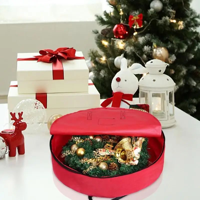 Christmas Wreath Storage Bag Thickened Oxford Cloth Wear-resistant Waterproof Festive Garland Handbag Wreath Storage With Handle