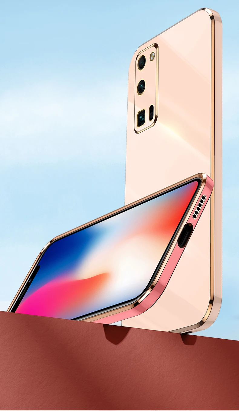 Bling Morbido Antiurto Copertura Quadrata di Lusso Cassa Del Telefono di Placcatura Laser 3D per Huawei Honor 50 Lite 20 20 S 30 Pro 30i 30 S Rus_voghion.com