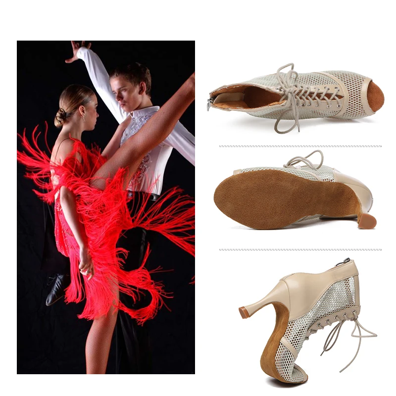 DKZSYIM Latin Dance Boots Women Ballroom Dance Shoes Ladies Girls Soft Soles Tango/Salsa Dance Shoes Customizable Heel 5cm-8.5cm 6