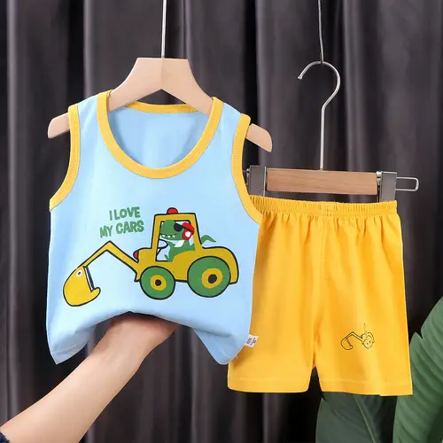 2PCS Children Clothing Vest Suit Children's Sets Summer Cotton T-Shirts Shorts Boys Girls Sleeveless Kids Clothes for baby - Image 8