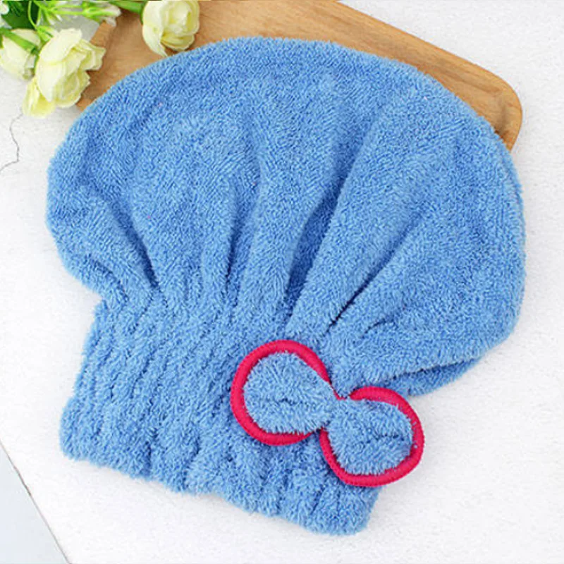 1pcs Microfibre Quick Hair Drying Bath Towel Spa Bowknot Wrap Towel Cap Bathroom Accessories Bonnets Women Designer Shower Cap