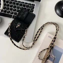Luxury Crossbody Card Holder Wallet Case with Chain Strap - XiaoMi Poco F5 (Black)
