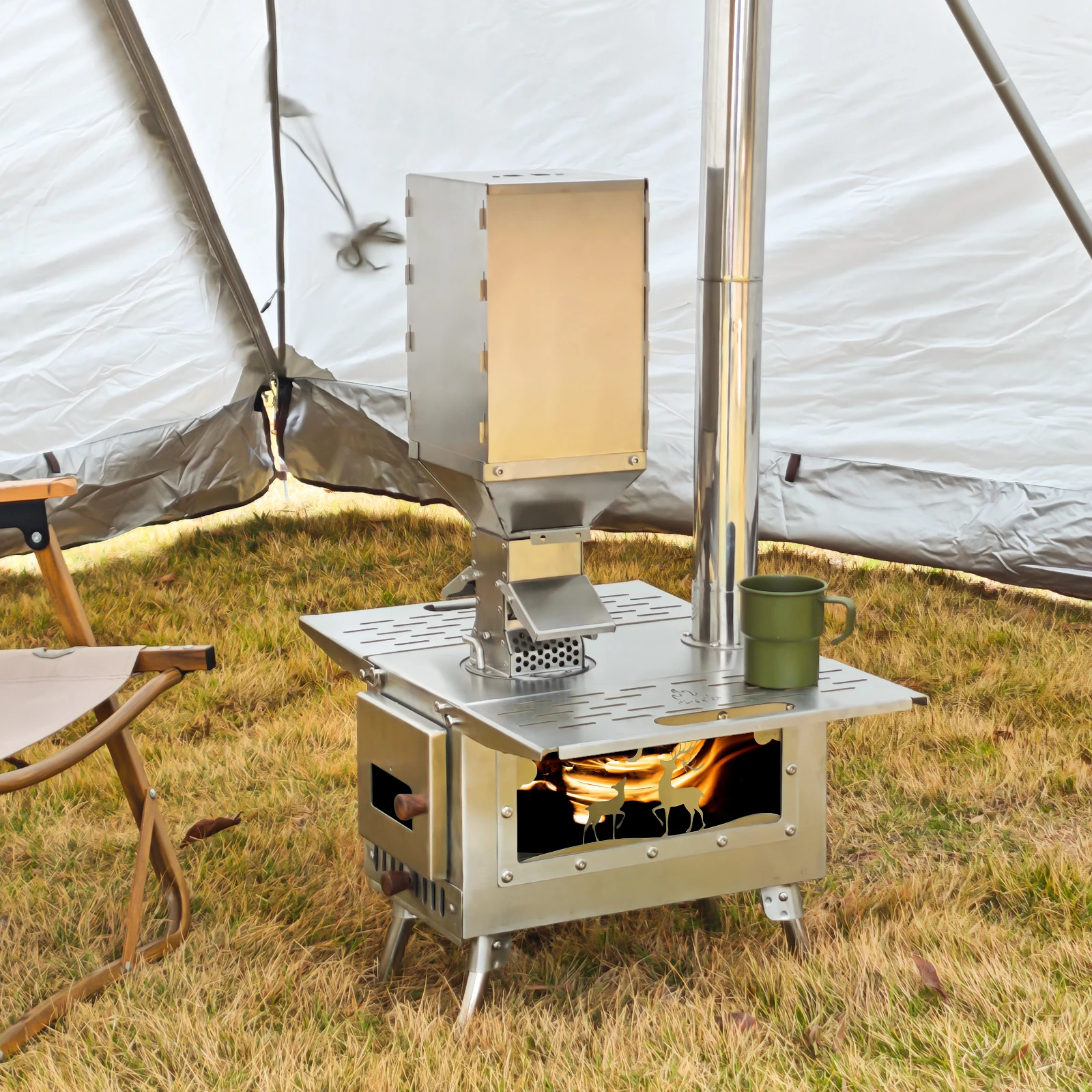 Folding Wood Stove Grill 6
