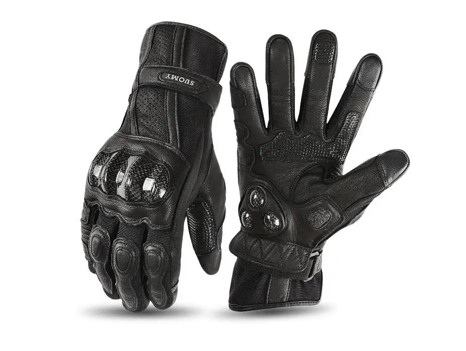 

SUOMY Leather Motorcycle Gloves Summer Motorbike Gloves Racing Full Finger Motocross Gloves Motorcyclist Touch Screen Ridings XS