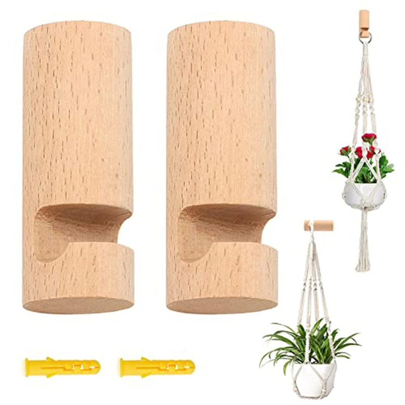 Nordic Natural Wood Wall Plant Hangers Hanging Flower Pot Hook Nordic Flower Bracket for Lanterns Wind Chimes Balcony Home Decor