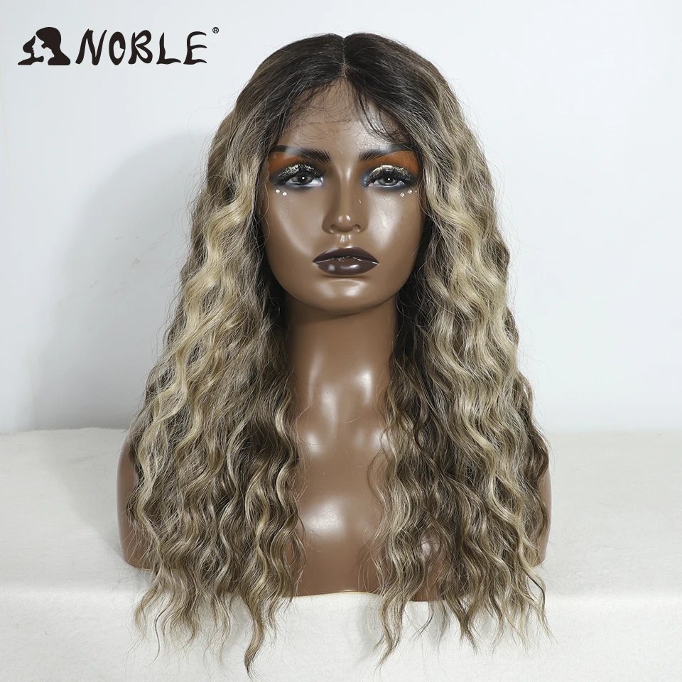 

Noble Synthetic Lace Front Wig Long Curly 20 Inch Long Medium Part Lace Wig For Women Lace Front Wig Ombre Blonde Cosplay Wig