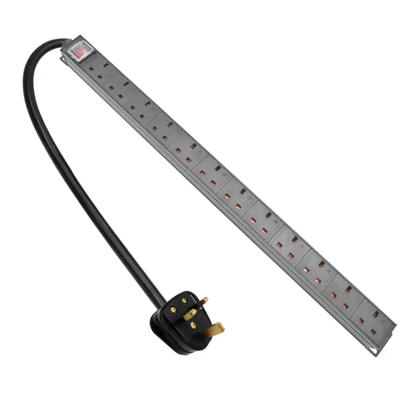 

PDU Cabinet Power Power Strip Network Cabinet Rack 12 Unit Outlet Socket 2m Extension Cord Aluminum alloy shell