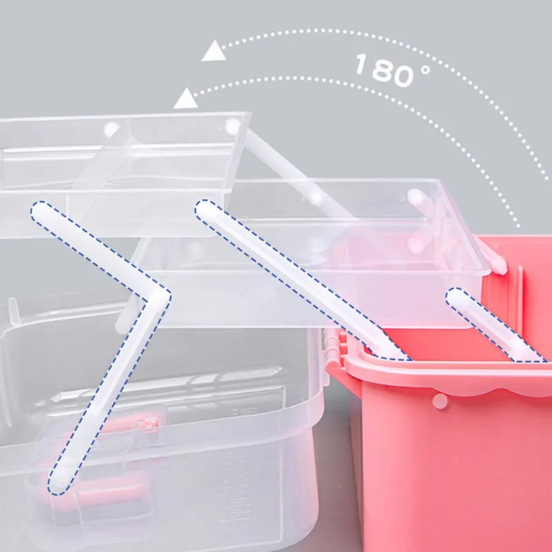 Three-layer Transparent Plastic Craft Storage Box Sewing Storage Box Folding Tool Art Student Miscellaneous Box storage box