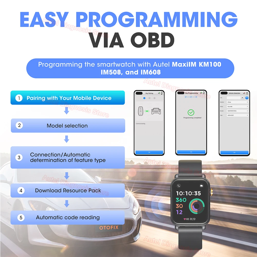 OTOFIX Smart Key Watch smart key watch Car Key Programming Watches Outdoor Sports Fitness Bracelet Blood Pressure SpO2 Detection Smartwatch