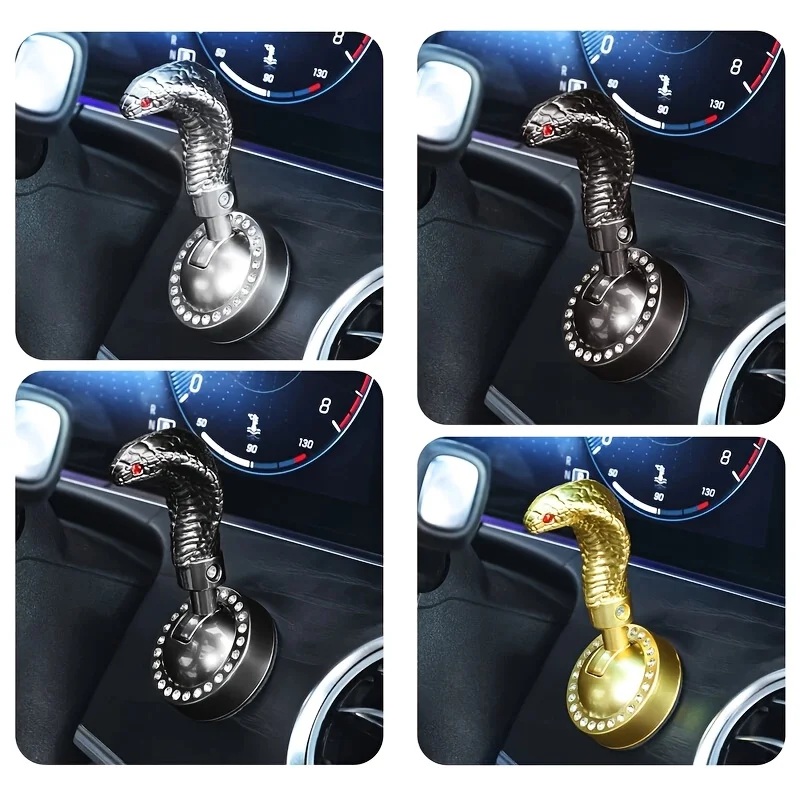 Enhanced Car Ignition Push Start Button Metal Cover - Snakehead Design
