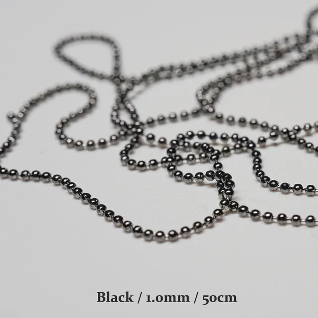 Nail Chain 0.8mm/1.0mm/50cm Rose Gold Silver Pixie Stone Decorations Accessory Metal Steel Ball Chain Nail Art Jewelry Black (1.0mm)