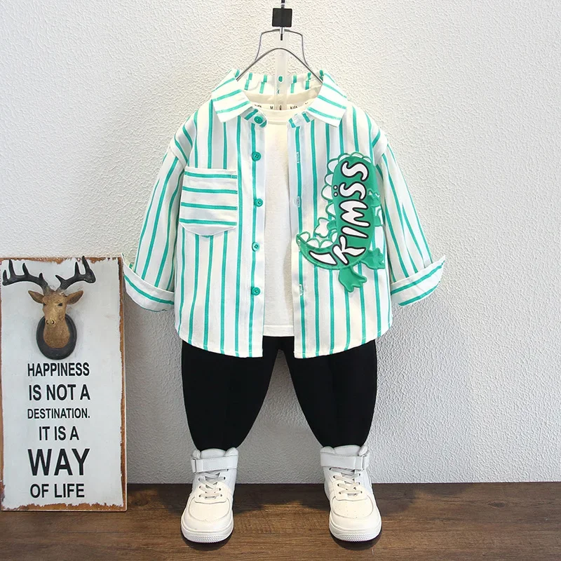 Trendy Striped Shirt for Boys Spring Autumn Small Medium Children Korean Style Baby Clothes Kids' Clothing