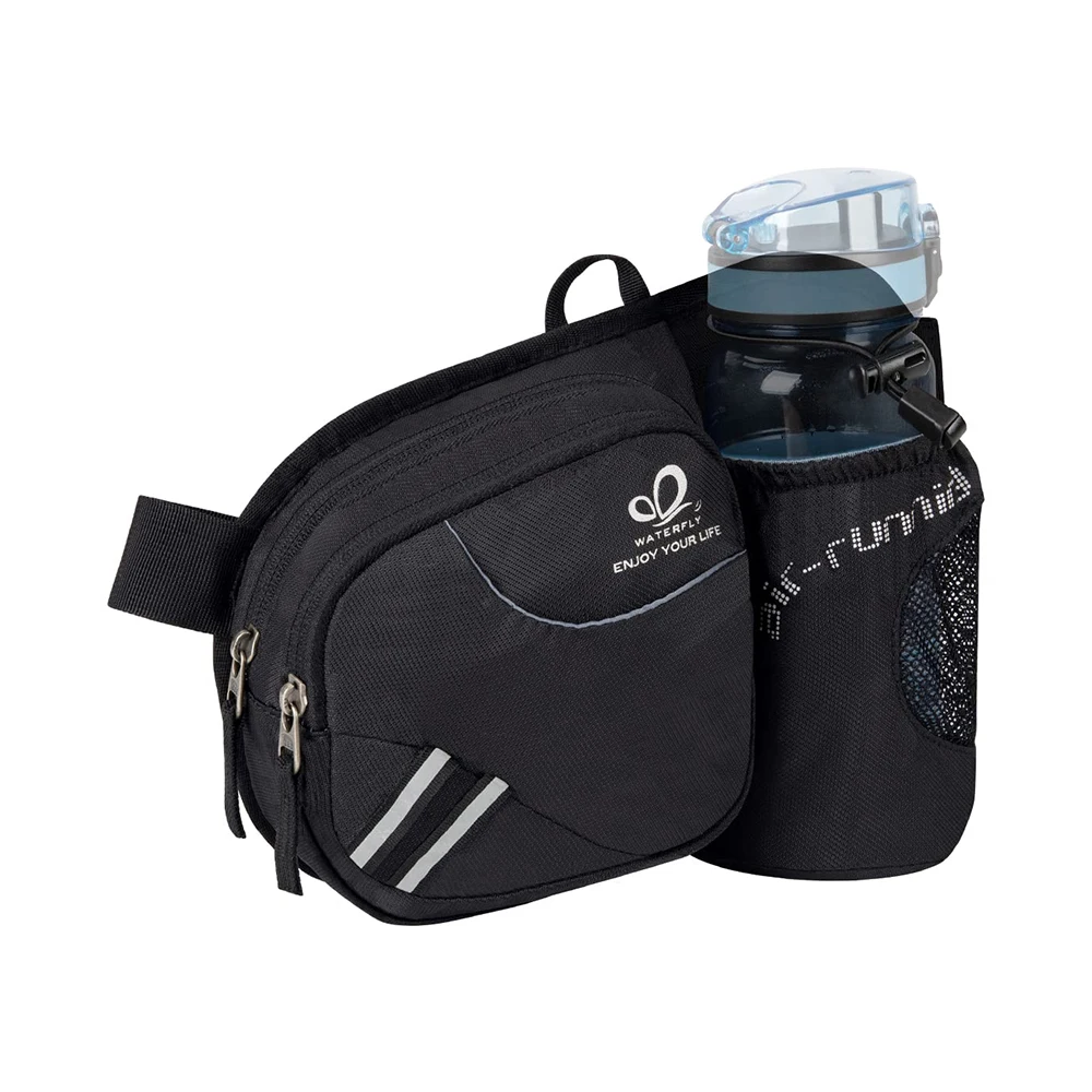 WATERFLY Hiking Waist Bag Fanny Pack with Water Bottle Holder for