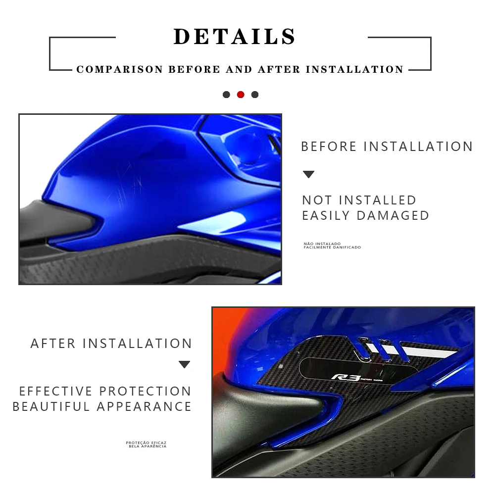 Motorcycle Tank Grip Pads Protector 3D Sticker Tank Traction Pad Side Anti-Slip Stickers For YZF R3 R 3 YZFR3 gas tank protector sticker motorcycle stickers motorcycle tank sticker tank grip traction pad motorcycle accessories