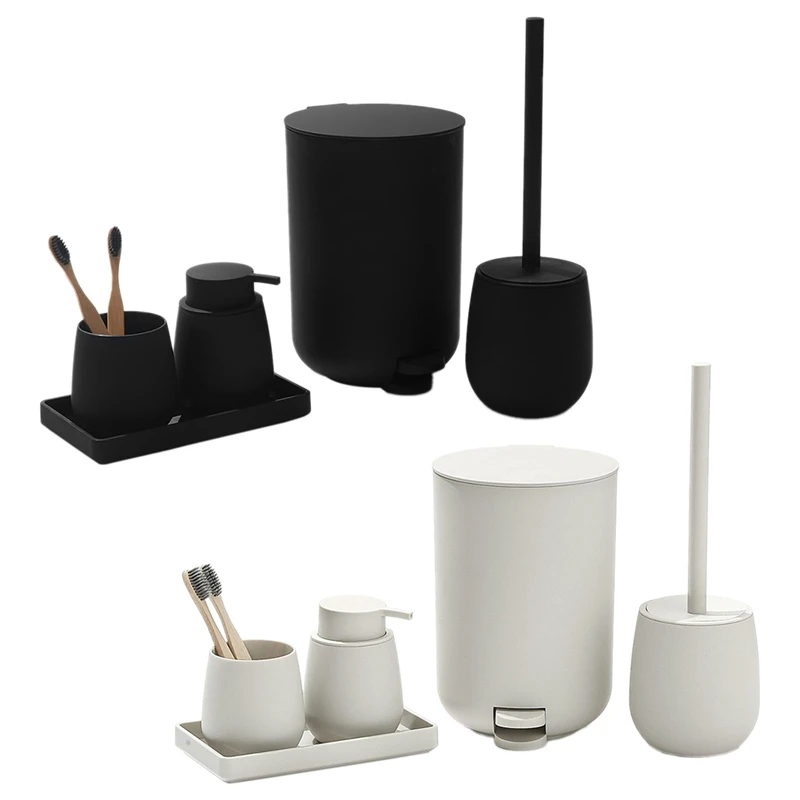 

Home Bathroom Decoration Storage Wash Set Toothbrush Holder, Soap Dispenser Dressing Table(Black)