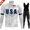 2024 USA Naiontal Team Cycling Jersey Set Long Sleeve Men Winter United States Clothing Suit MTB Bike Road Pants Bib Ropa 1