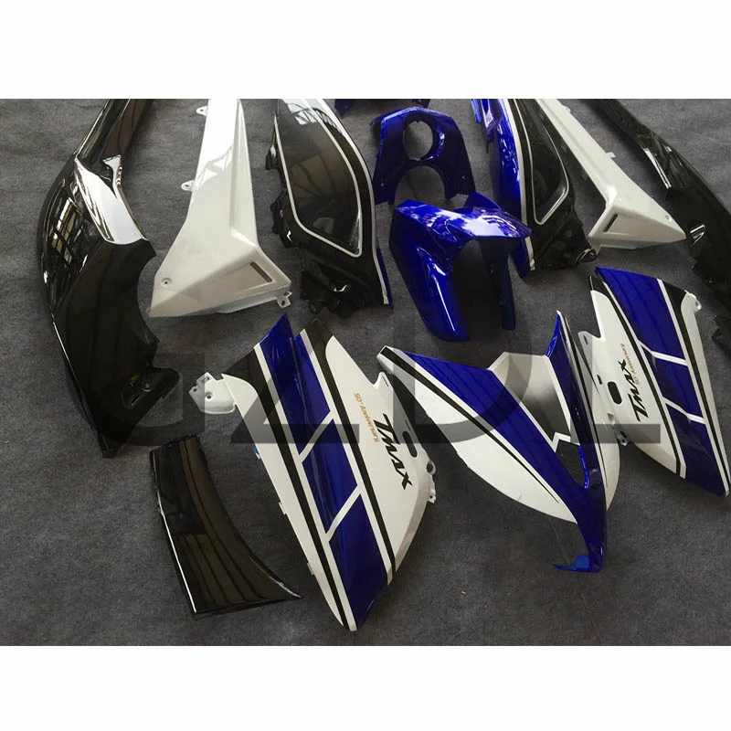 Injeção carroçaria moldada para Yamaha, Moto Carenagem Kit, Branco e azul, Yamaha TMAX 530, TMAX530, TMAX530, 2012, 2013, 2014, novo