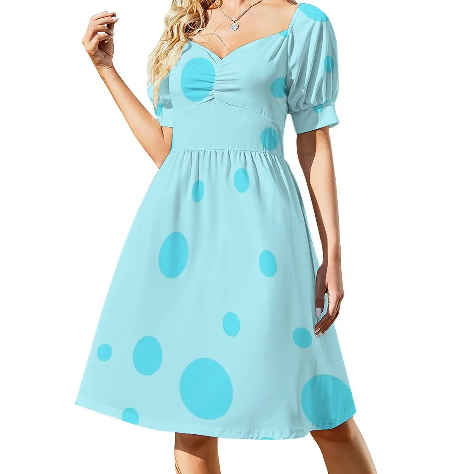 thumbnail image 1 of Vestido de manga corta bluesbubbles, atuendo para festival, ropa de mujer, vestido de fiesta, vestido, 1 of 7