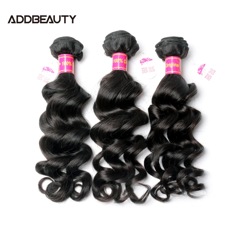 Addbeauty 1pc Human Hair Bundle Natural Wave Unprocessed Raw Virgin Hair Bundle One Donor Human Extension Double Drawn