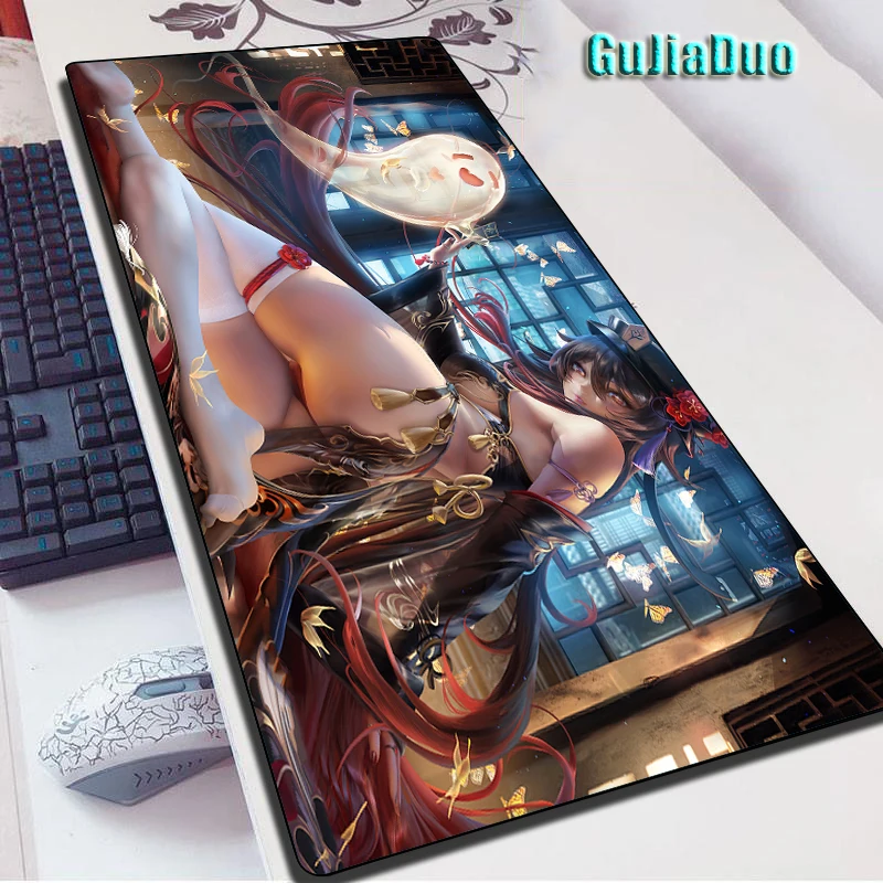 

Genshin Impact Hu Tao Anime Mouse Pad Gamer Extra Large Laptop Play Mat Gaming Room Accessories Kawaii Comic Mousepad Pc Cushion