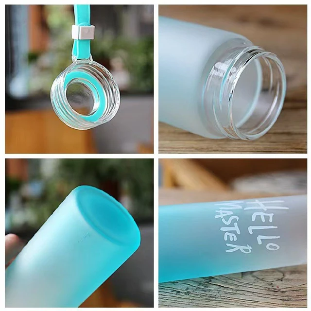 500ML Frosted Color Gradient Sports Water Bottle Portable Gym Fitness Workout Water Cups Outdoor Camping Cool Juice Drinking Cup 5