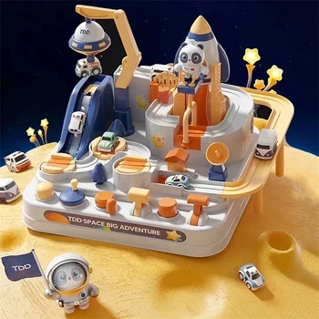 Racing Rail Car Model Racing Educational Toys Children Track Car Adventure Game Brain Game Mechanical Interactive Train Cars Toy 1