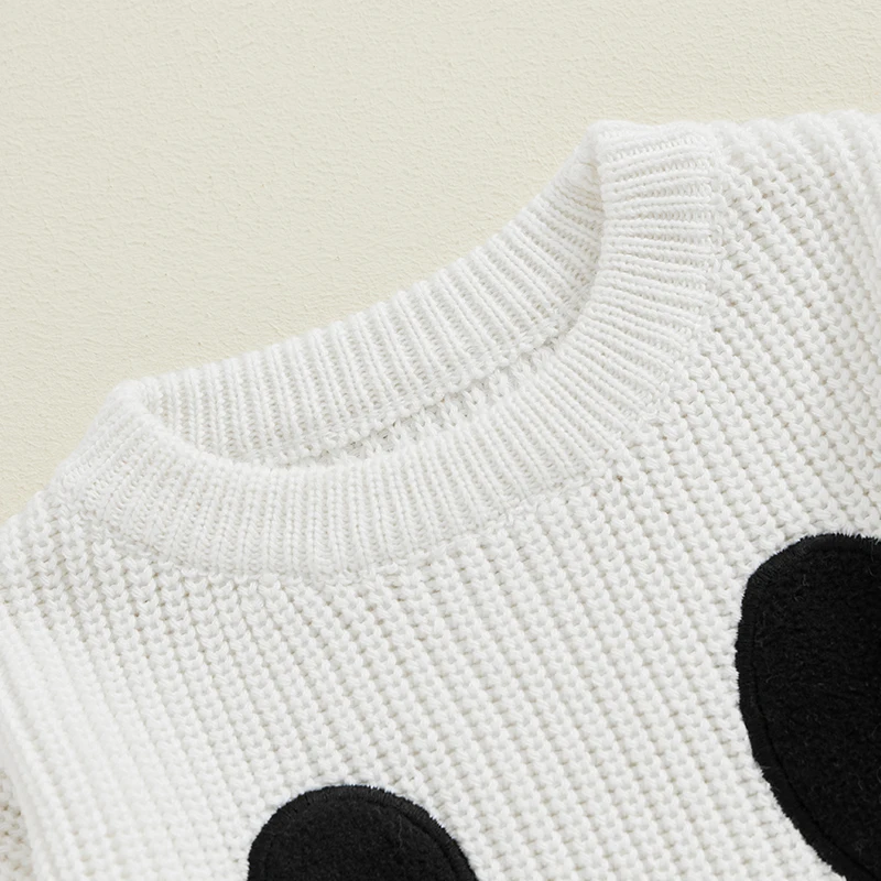BeQeuewll Winter Baby Sweater for Halloween Girl Boy Knitwear Long Sleeve Crew Neck Ghost Kids Jumpers Toddler Pullover Clothes