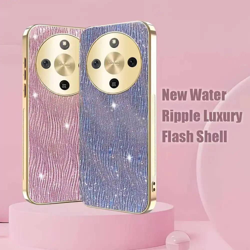 Glitter Electroplating Ripple Pattern Anti-Fall Case with Skin Feel Finish