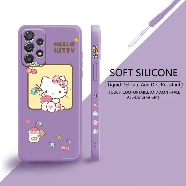 thumbnail image 1 of Hello Kitty Pink Love Holding Bear For Samsung Galaxy A73 A71 A72 A12 A21s A22 A23 A31 A32 A51 A52 A52s A53 A02s Liquid Case, 1 of 5