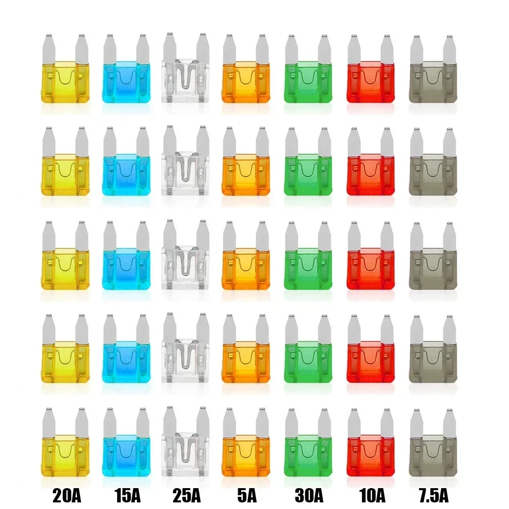 Auto Universal MIXED Mini Blade Fuse Car Motorcycle 5 7.5 10 15 20 25 30 AMP Blade Fuse Assortment Set 35Pcs Car Accessories car fuses kit