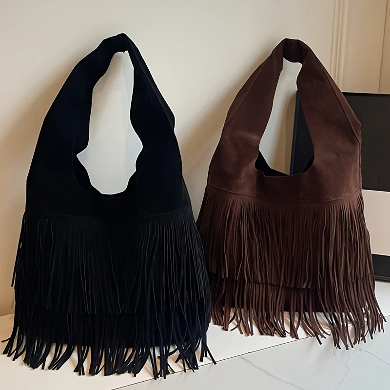 Perfect Lily Women's Tassel Tote Bag with Closure & Fringe Detailing Handbag Shoulder Bag for Work School Travel Christmas Gift