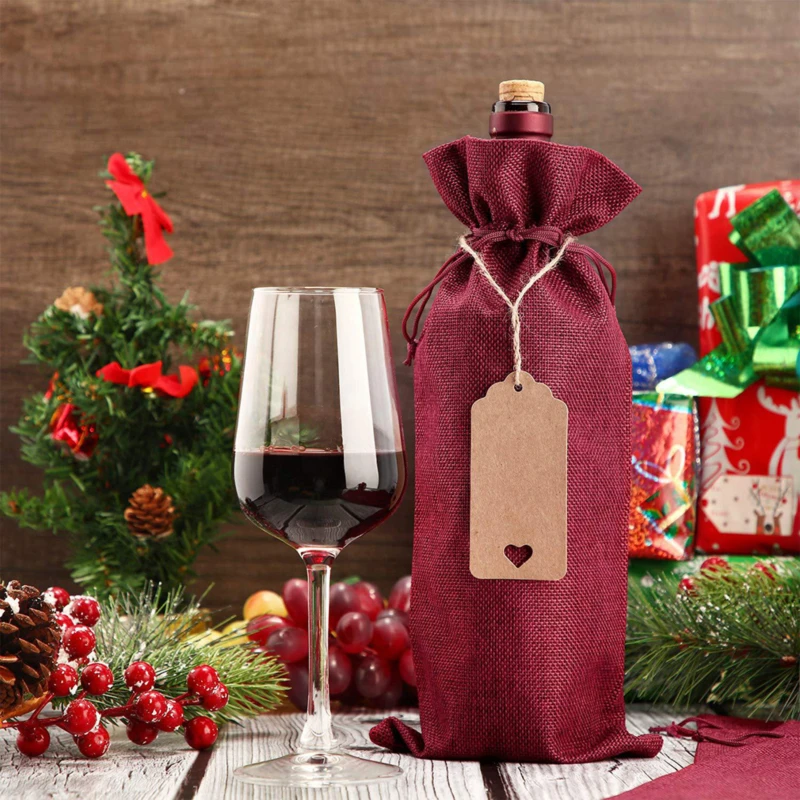 Wine Bottle Cover 10pcs Wine Bottle Bags with Drawstrings Reusable Gift Bags with Tags for Party