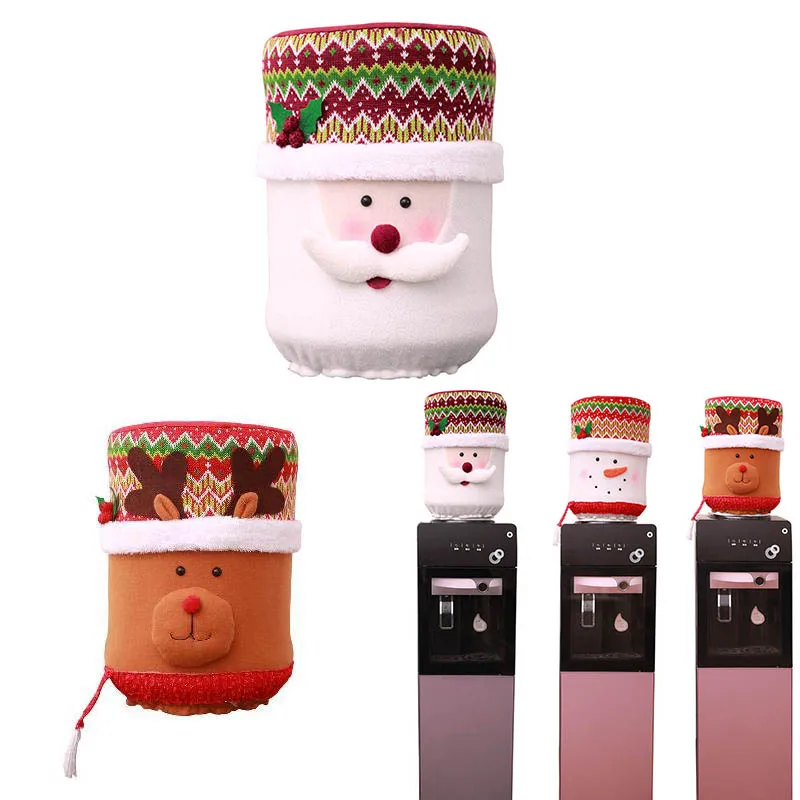 Christmas Water Dispenser Bottle Cover Elastic 5 Gallon Water Jug Cover Kettle Cap Santa/Elk/Snowman Home Kitchen Decor