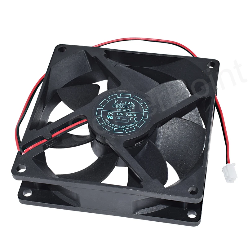 

New For Y.L.FAN D90SH-12 DC 12V 0.80A Two Wires Square Cooling Fan