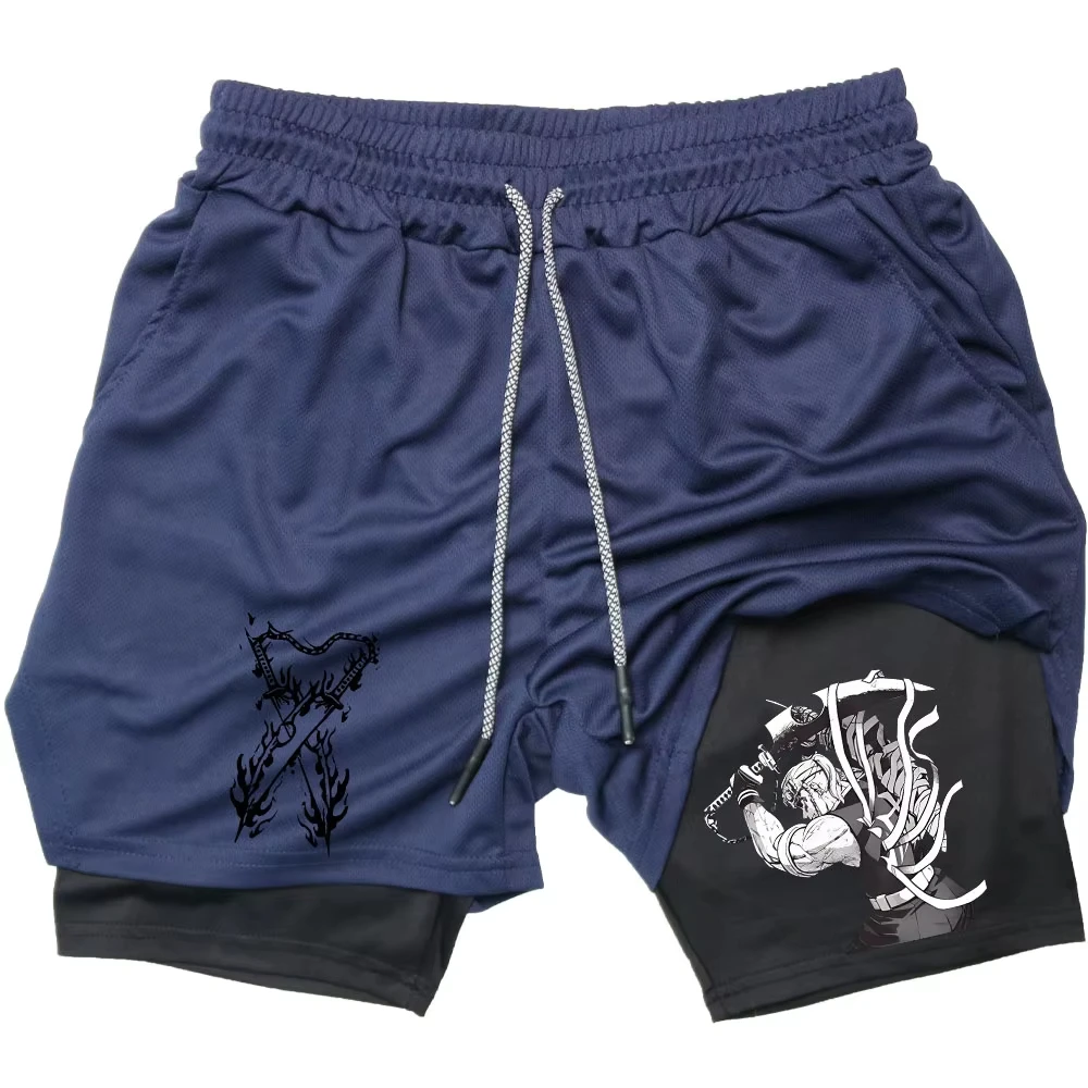 Men Performance Shorts Anime Demon Slayer Gym Shorts Summer Sports Fitness Workout Jogging Running  Print Short Pants RL00188 4