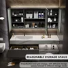 Bathroom Vanity - Bathroom Vanity with Sink, Floating Solid Wood Bathroom Vanity with Half Side Cabinet with Striped Door Panel 3
