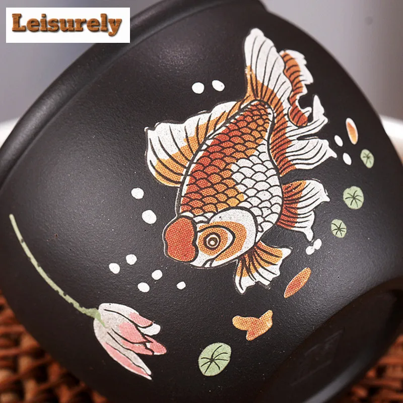 180ml Yixing Zisha Koi Fish Tea Pet Elegant Lucky Model Tea Figurine Play Toys Tea Statue Ornaments Can Be Raised Collection