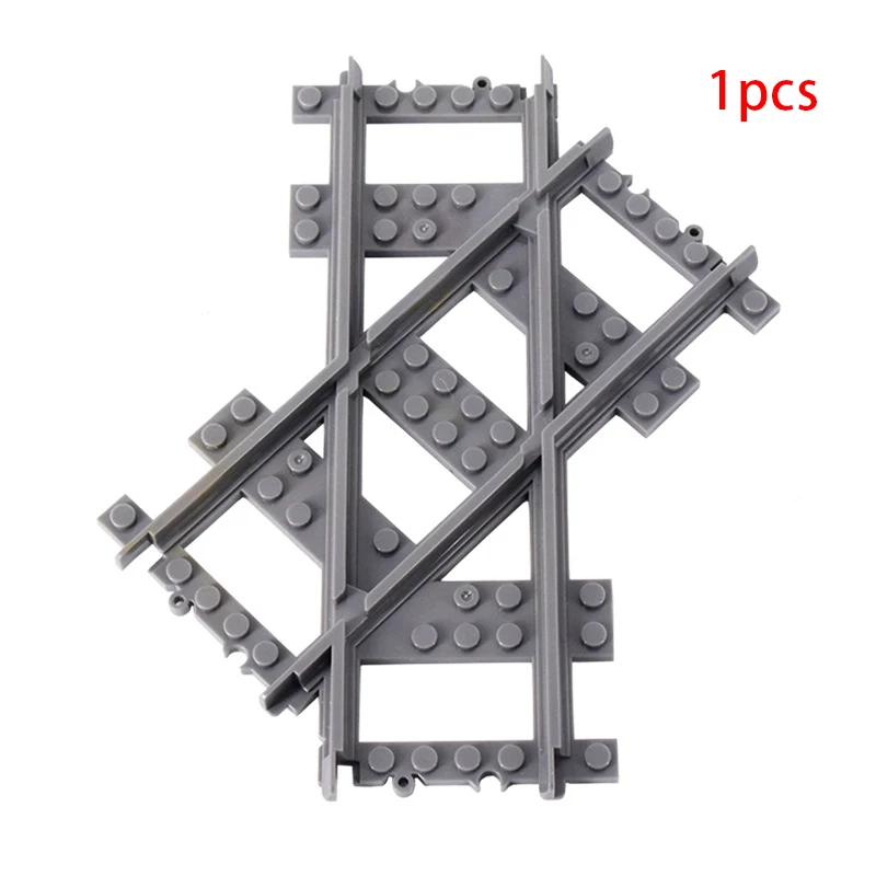 MOC Stadt Zug Schiene Kreuzung Flexible Gleise Gabelte Gerade Gebogene Schienen Schalter Baustein Ziegel Kreative DIY Spielzeug – Detail 6