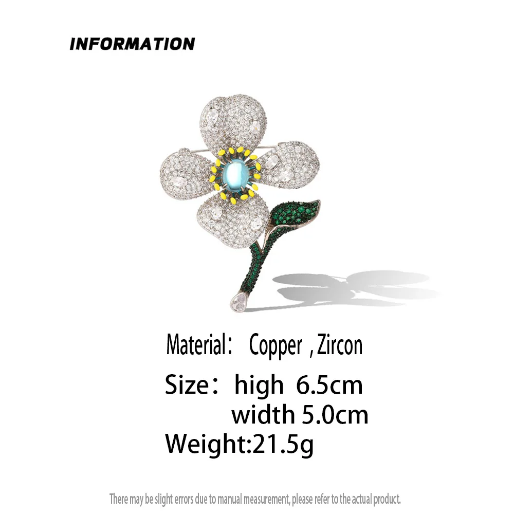 Elegant Shining Cubic Zircon Temperament Flowers Brooches Jewelry For Female New Arrival Luxury Crystal Corsage Pins wholesale
