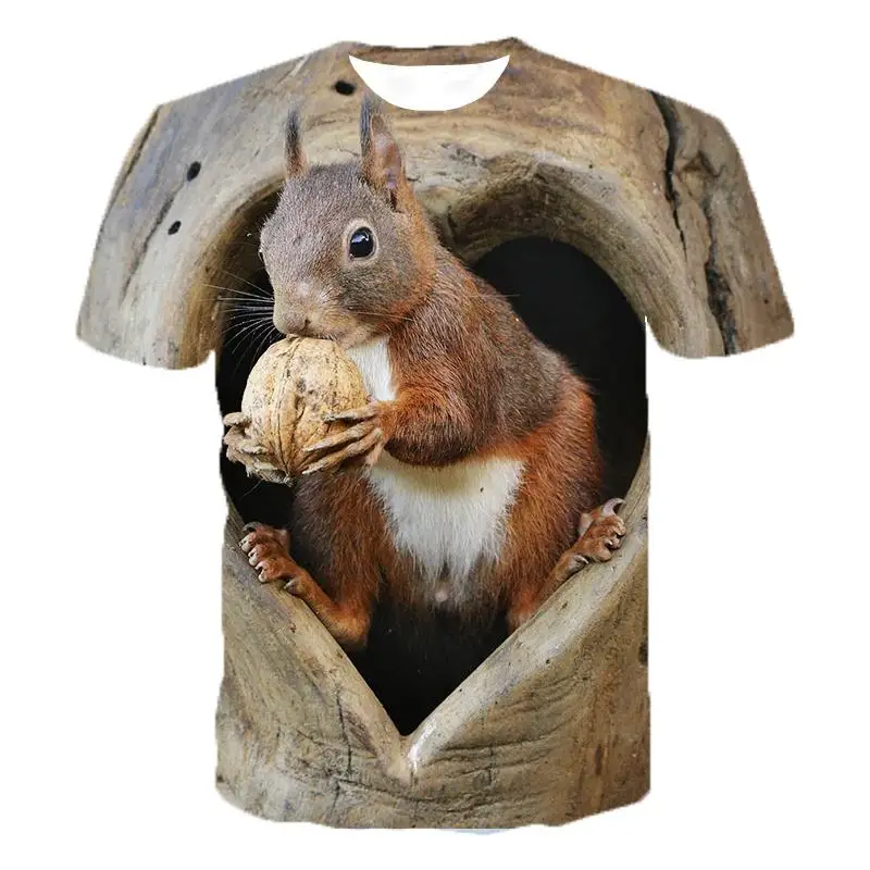 

New Summer Fashion Cool Cute Animal Squirrel 3d Printing Men's Women's Children's Casual Street Sports Breathable Thin Top