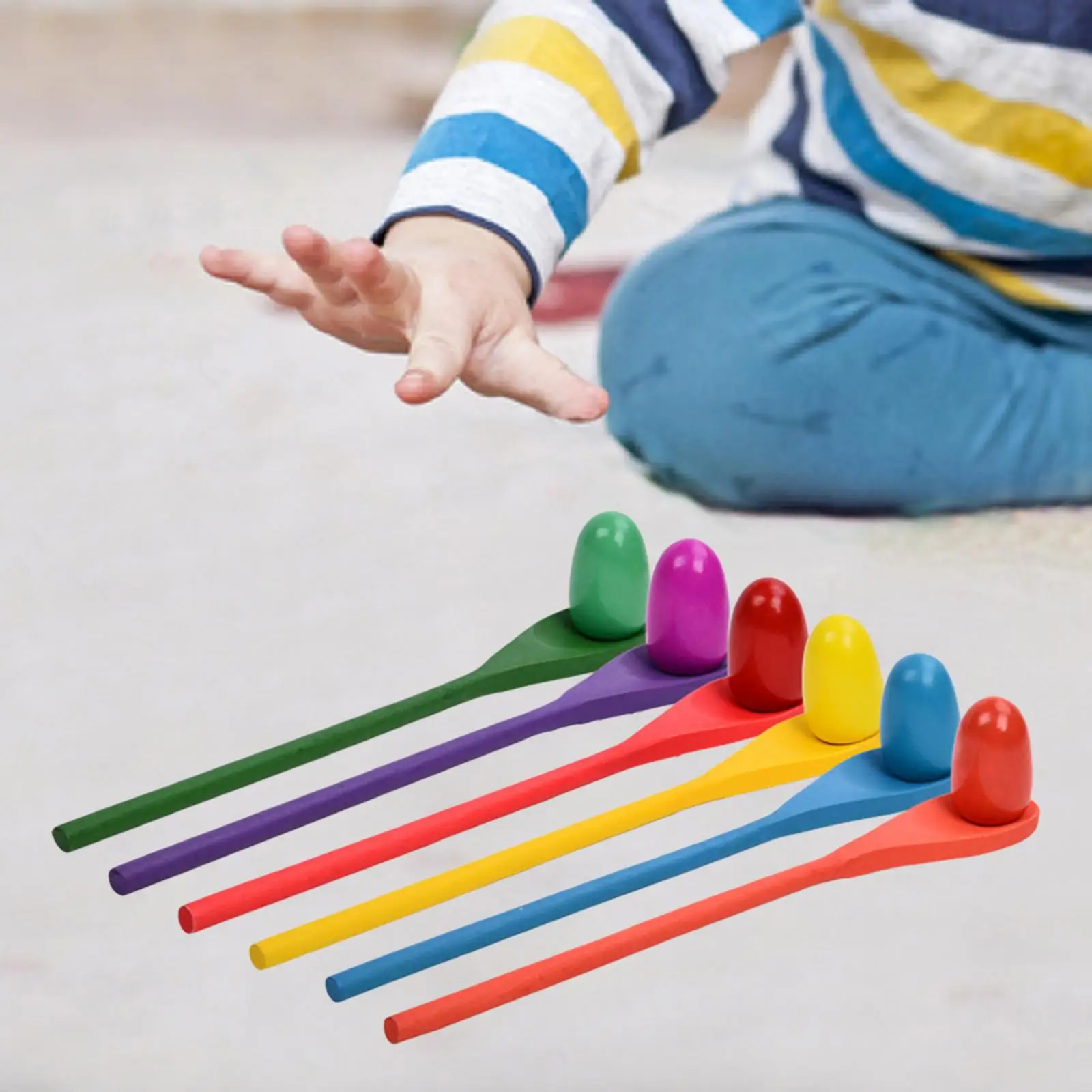 6Pcs Egg and Spoon Race Game Set Party Favors Toys for Holiday Lawn Adults